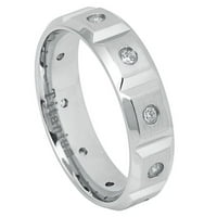 Titanijumski prsten bijeli IP pozlaćeni četkica i CZS vjenčani prsten za muškarce i dame