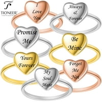 Ljubavni srčani ravni gornji nehrđajući čelik slatka klasična dainty obećanje prstena s besplatnim graviranjem