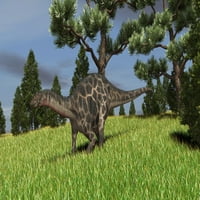 Dicraeosaurus hodanje preko otvorenog postera za polje