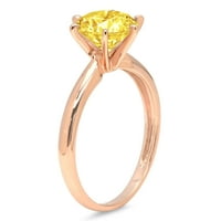 1. CT sjajan okrugli rez Clear Simulirani dijamant 18K ružičasto zlato pasijans prsten sz 10.75