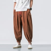 Muška modna casual labava čvrsta boja harem hlače široke noge elastične hlače