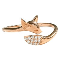 Fledorashia prstenovi za žene Mather's Day Days Rose Gold Životinjski prsten umetnut kristalima Klasični