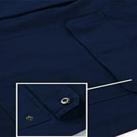 Rejlun Dame Vojna jakna Čvrsta boja dugi rukav kaput s uličnim odjećom Slim Fit Fall tamno plava 4xl