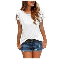 Miayilima White XXL majice za žene Ležerne prilike modne labave majice s kratkim rukavima