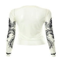 Bebiullo ženski vintage tisak Y2K Slim Opremljena osnovna majica s dugim rukavima Pulover TOP svjetlo