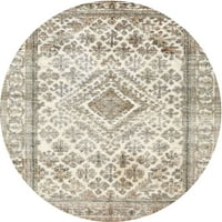 Ahgly Company u zatvorenom okruglom tradicionalnom pšeničnom bež perzijskom prostirku, 4 'krug