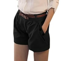 Huaai Women Fashion Solid England Stil Srednji struk Ležerne prilike ljetne kratke hlače Ležerne hlače za žene Black XXL
