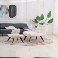 Moderni meki baršunasti materijal velika širina akcent stolica za slobodno vrijeme ležaljka TV stolica za spavaću sobu sa osmanskom crnom nogom za zatvoreni kućni i dnevni boravak, bijeli