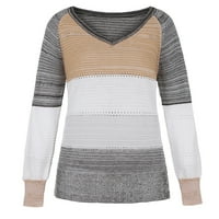 Hupta džemperi za žene modne žene casual patchwork v-izrez dugih rukava bluza bluza