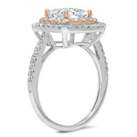 2.16ct Princess Clear Clear Moissine 18K Dok se godišnjica ruža Gold Angagement HALO prstena veličine 3,75