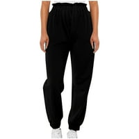 Zyekqe Womens Dukset visokog struka joga hlače za žene Gym Workout Joggers Solid Color Elastic Hem