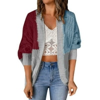 Ženski modni dugi rukav u boji blok kontrastne casual lagana mekana džemper sa džemper sa kardiganom