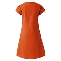 Ženska haljina za sunčanje čvrsto srednje dužine V-izrez kratkih rukava narandžasti xxl