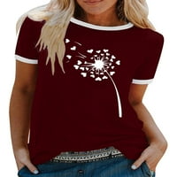 Grianlook dame Ljetni vrhovi cvjetni print T majica Crew Crt Baggy Majica Kratki rukav Žene Patchwork