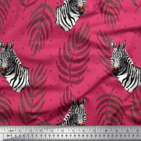 Soimoi Pink Japan Crepe saten tkanina Dot, lišće i lica životinjskog otisnog drveta za obnaljnu tkaninu