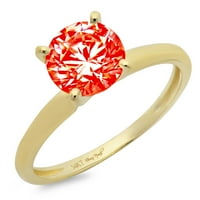 1ct okrugli rez Crveni simulirani dijamant 18K žuti zlatni gravirajući izjavu bridalna godišnjica Angažovanje