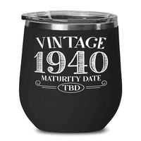 Vintage čeka zrelost - smiješni ljubimci vina za rođendanski poklon za muškarce žene rođene u godini - vinski stakleni rođeni rođeni 1940. godine