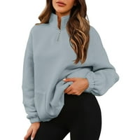 FSQJGQ Prevelike duksere Ženske modne dukseve Quarter zip pulover Ležerne prilike sa labavim jakni sa