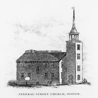 Boston: Crkva. Crkva NFEDERALNE STREET, sada Crkva Arlington Street, sagrađena 1744, u Bostonu, Massachusetts.