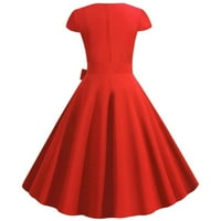 Haljina za ženske modne ležerne tanke fit solidne boje Vintage haljina s remenom s velikim rubom