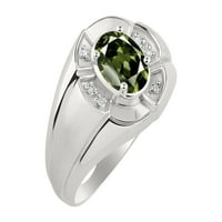 * Rylos jednostavno elegantan prekrasan zeleni safir i dijamantni prsten - rujan rodni kamen * 14k bijelo
