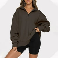 Vrhovi za žene Ležerne prilike pulover s dugim rukavima Puno boje Zip-up reversher dukseri sa labavim