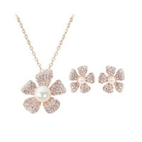 Miyuadkai Nakit za nakit dame Diamond Pearl Design Gold Nakit Set Rose Cvjetni cvijet Nakit setovi nakit
