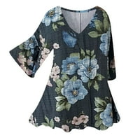 Huaai slatki vrhovi za žene trendi ženski vrhovi uzročno labavi cvjetni tiskani majice Fall Plus veličine
