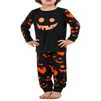 Obiteljski salon Eyicmarn Porodica, Halloween Grimace okrugli ovratnik dugih rukava + duge hlače, patchwork