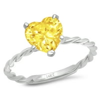 2CT srce od srca žuto simulirani dijamant 14k bijelo zlato graviranje izjava godišnjica Angažovanje