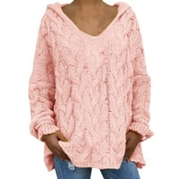 Ženski pulover džemper modni labavi plus veličine čvrste kapuljače dugih rukava, jesen zimski džemper