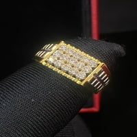 Klasični CTS okrugli sjajni rezni dijamanti 15-kamen Muški obljetni prsten u Hallmark 14K žuto zlato