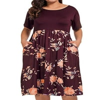 Fonwoon ženske plus veličine Boho ljetne suknje haljine cvjetni print kratki rukav haljina casual labavo