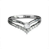 Lroplie prstenovi za žene djevojke kreativne V u obliku pjenušava rhinestone heart cirkon nakit prstenaste