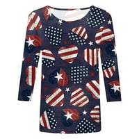 Ženske dužine rukava Trendy Modna casual bluza Nezavisnosti Dan za neovisnost Print Crewneck Tops Bluza