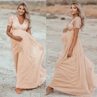 Trudna haljina za žene, ženske trudnice Fotografija rekvizita s kratkim rukavima, čvrsta haljina