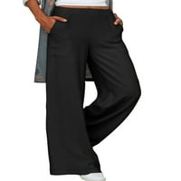 Haite Dame sa džepovima Solid u boji Lounge Lounge ravno hlače za noge za odmor visokih struka elastičnih