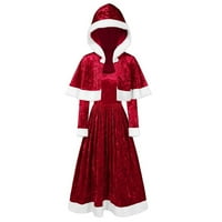 Mini haljine za žene Sretan božićni baršunasti rukav festival orez i kapuljač
