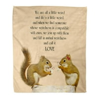 Bacajte pokrivač toplo ugodno print flanel inspirativno izreka o ljubavi dr Suesa Slatki par vjeverice u uživanju u nekoj udobnom mekom za krevet i kauč