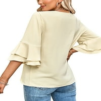Ženska majica Majica sa punim bojama rukav za žene, povremeni tunički bluza za bluze APRICOT XL