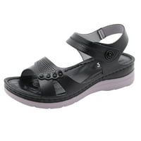 DMQupv široke sandale za žene s lukom podržavaju kuku i petlju prozračne otvorene cipele plaža Ženska klizanje na cipelama za žene Sandale Sandal Crna 6.5