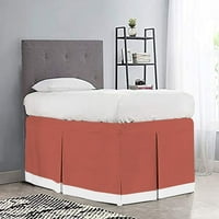 Dorm soba sa krevetom - College dvostruki ton spavaća suknja - Dvije spavaće posteljine - College spavaće sobe krevet - egipatska pamučna dva tonska posteljina - Twin-XL - 48 kap, opeka crvena