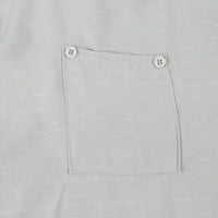 Ženska čista temperamenta boja V-izrez Lood i tanka pamučna i posteljina TOP Raglan majica kratkih rukava