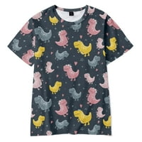 Različiti uzorci dinosaura Print Kids Comfort Summer Summer Summer Crew Gumb Majica Dječji vrhovi