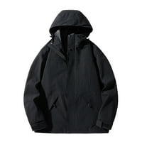 Pakirajte kišnu jaknu Žene s kapuljačom s dugim rukavima s džepovima Vodootporne crne plus veličine