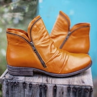 Wefuesd Cowgirl Boots uggs casual cipele ženske retro boje Solid modni patent zatvarač kratke čizme Ženske čizme Žuta 42