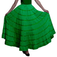 Phagun ženska indijska odjeća zelena duga ležerna suknja Maxi ljeto odijelo-20