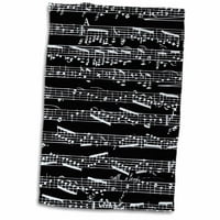 3D ruža crno-bijela note-stilski lim-glazbe-piano notacija-savremeni glazbeni pokloni ručni ručnik za