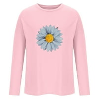 Ženska klasična cvjetna print Crewneck s dugim rukavima slobodna vrhova s ​​majicom plus veličina bluza košulja Dressy za jesen