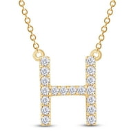 Carat Round Cut laboratorija kreirala Moissine Diamond Početno slovo H privjesak ogrlica u 14K žutom zlatu preko srebra u sterlingu zajedno sa 18 lancem